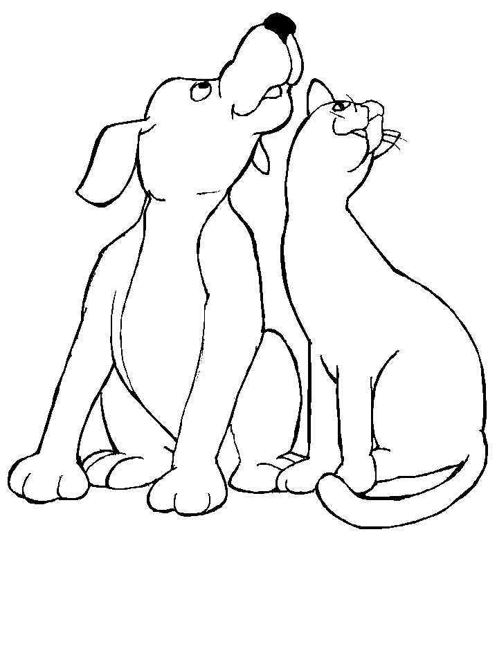 cat and dog Coloring Page - Free Printable Coloring Pages