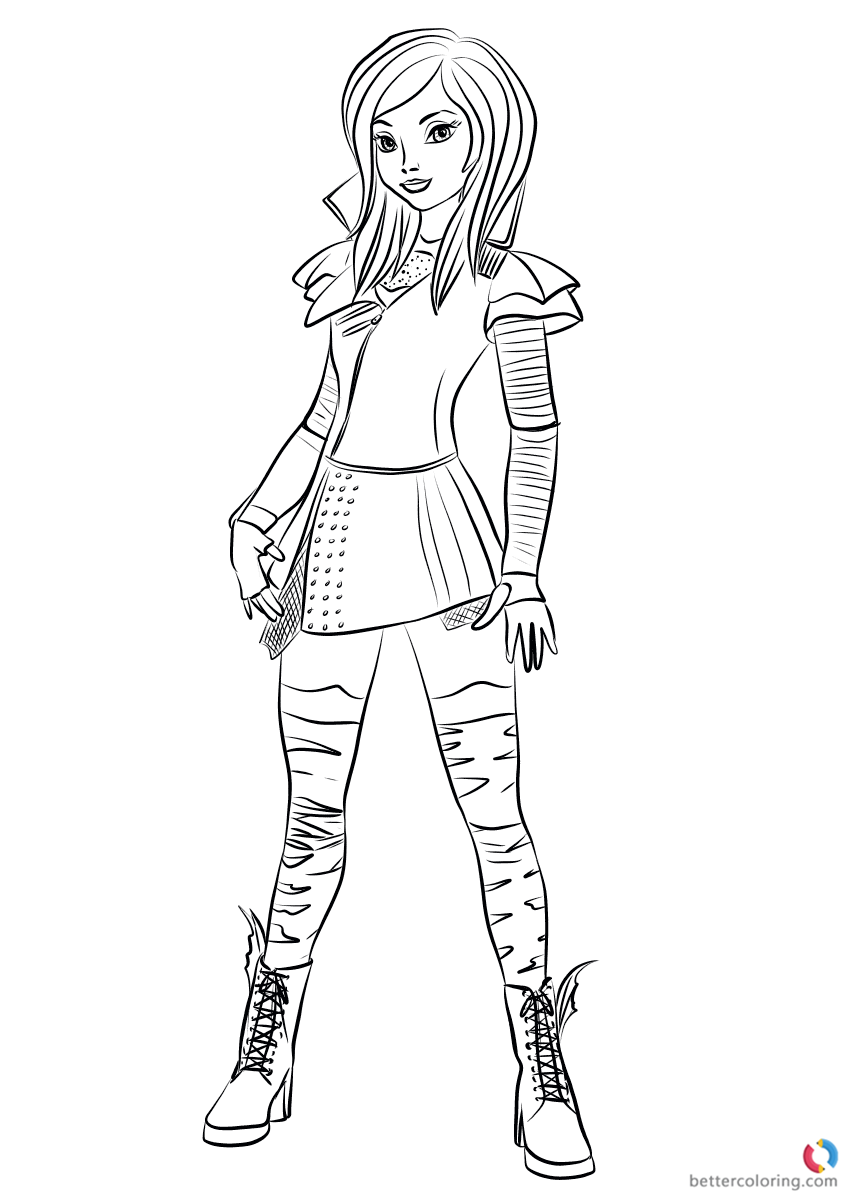 Mal from Descendants 2 Coloring Pages Printable for Kids - Free