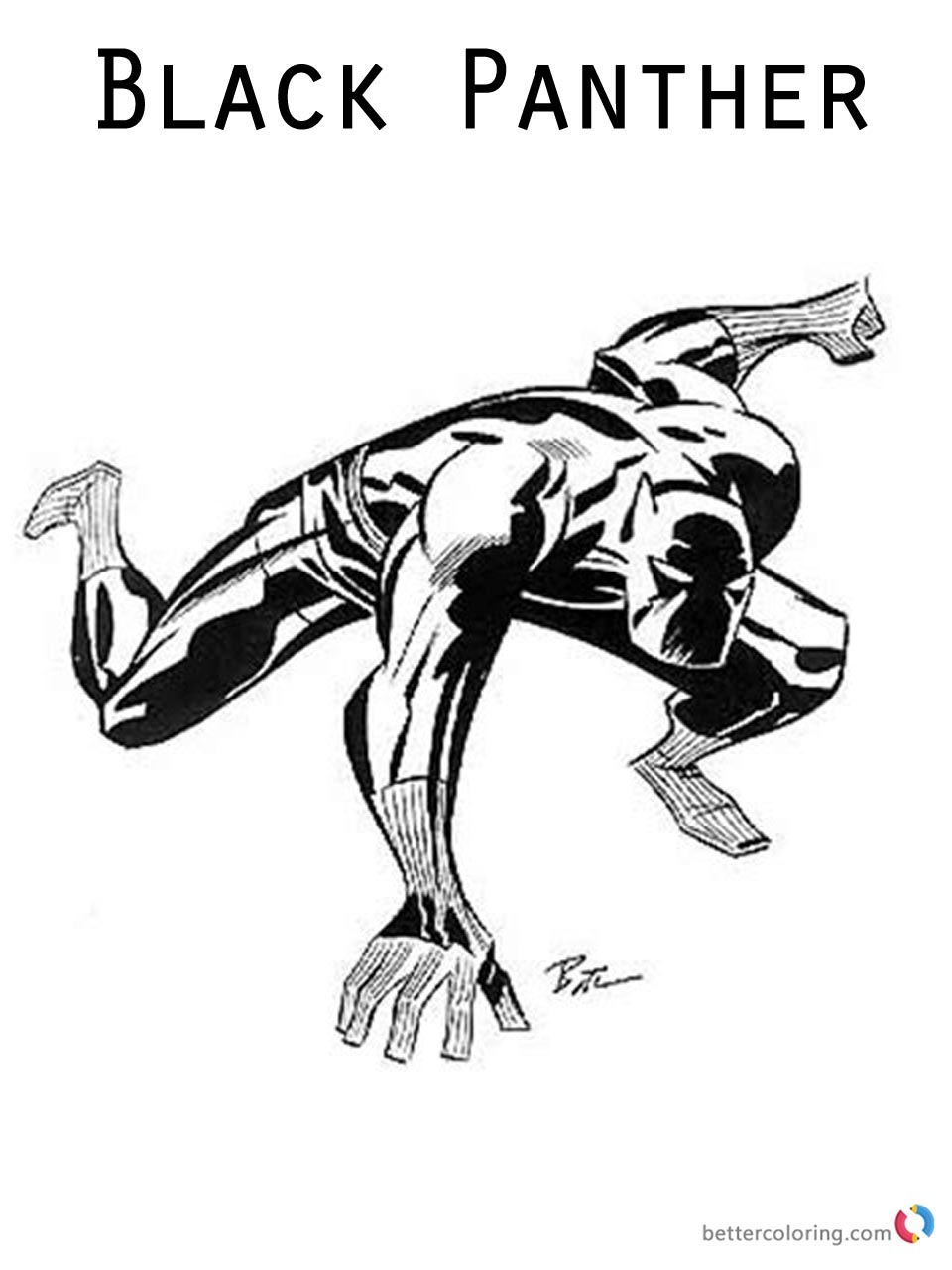 Black Panther Coloring Pages Marvel Superhero Ready To Fight Free 