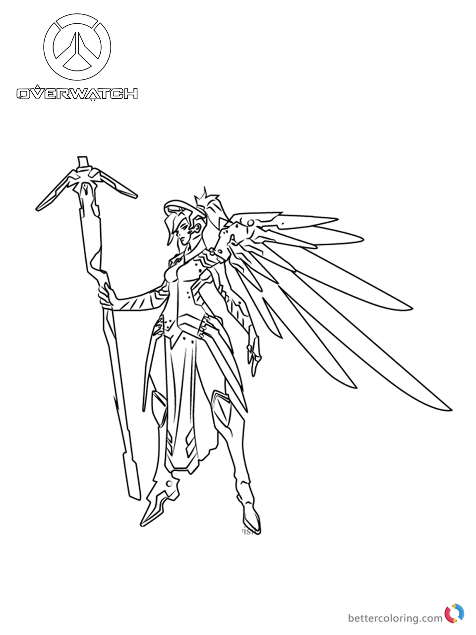 Mercy from Overwatch Coloring Pages - Free Printable Coloring Pages