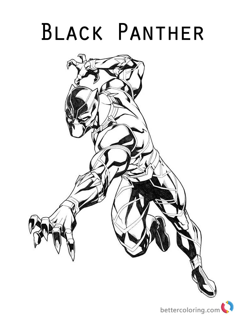 Black Panther Coloring Pages Marvel Superhero Free Printable Coloring