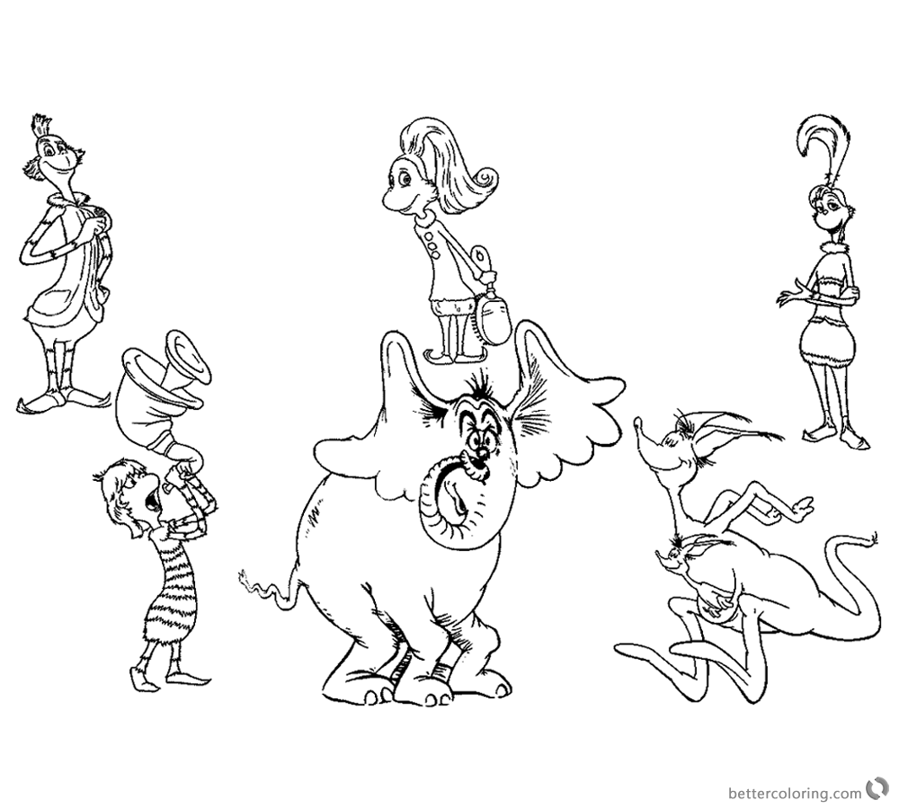 Dr Seuss Green eggs and Ham Coloring Pages Characters Free Printable Coloring Pages