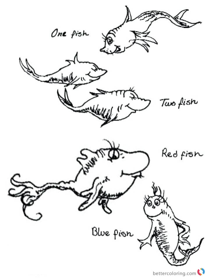 Dr Seuss One Fish Coloring Pages Dr Seuss One Fish Two Fish Coloring Pages Colorful Fishes - Free