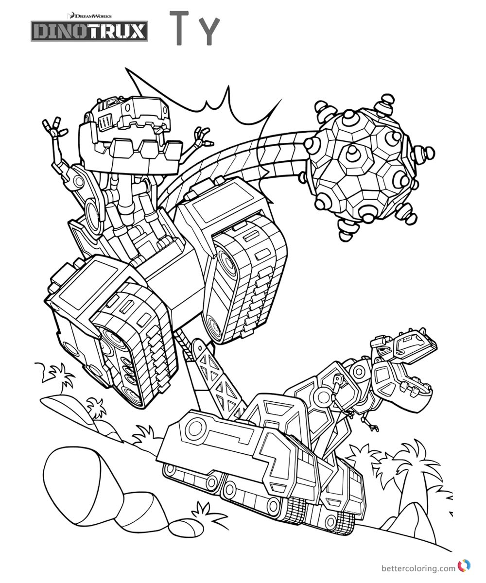 Dinotrux Ty coloring pages run to work - Free Printable ...