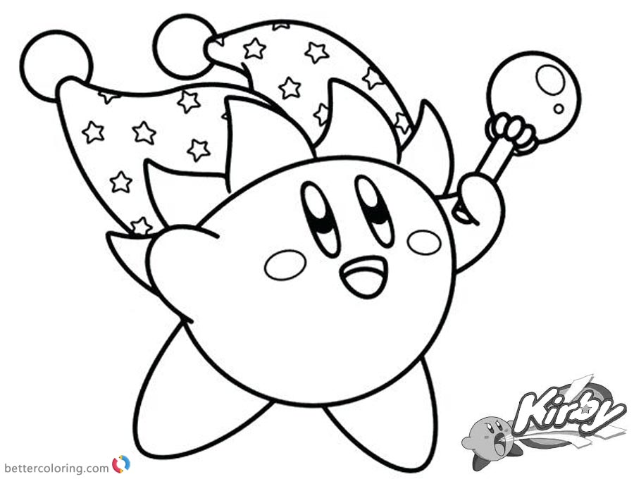 Kirby Coloring Pages Magician Kirby - Free Printable Coloring Pages