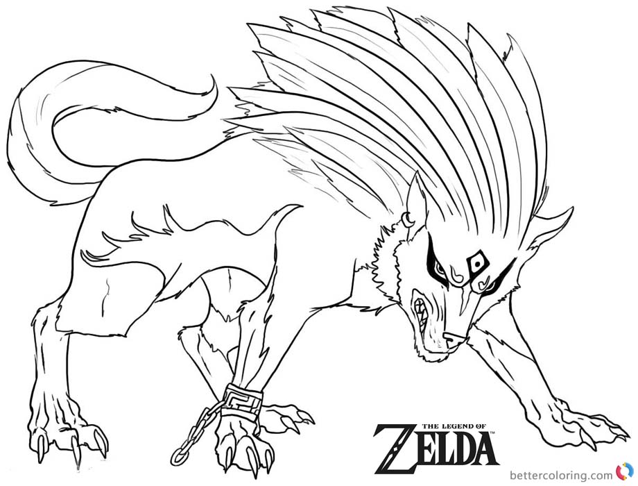 Legend of Zelda Coloring Page Twilight Wolf Free