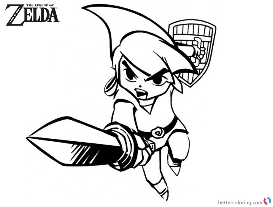 Legend of Zelda Coloring Pages Link Jump to Fight