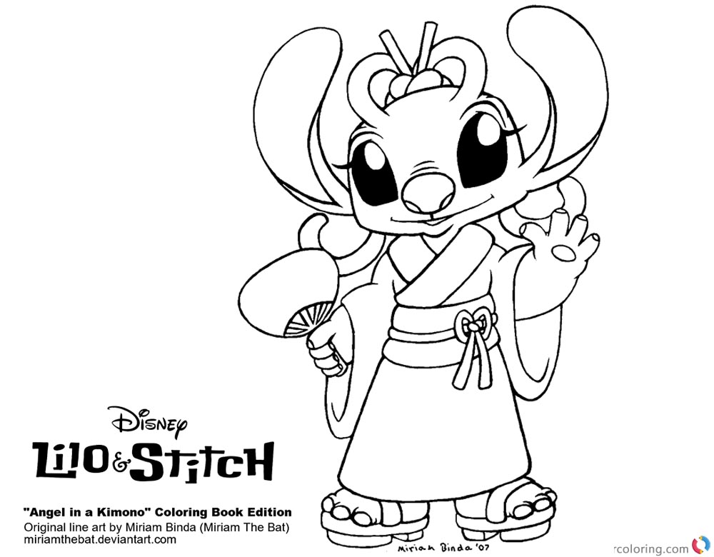 Lilo and Stitch Coloring Pages Angel in A Kimono   Free Printable ...