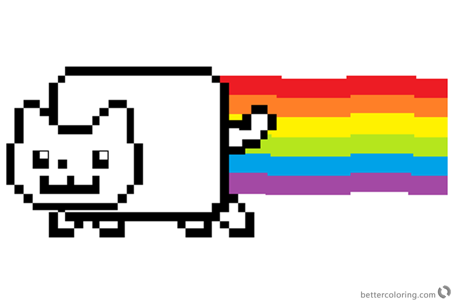 Nyan Cat Coloring pages Rainbow Color - Free Printable Coloring Pages