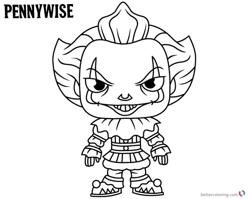 Pennywise Coloring Pages Draw Cartoon Style Pennywise the Clown