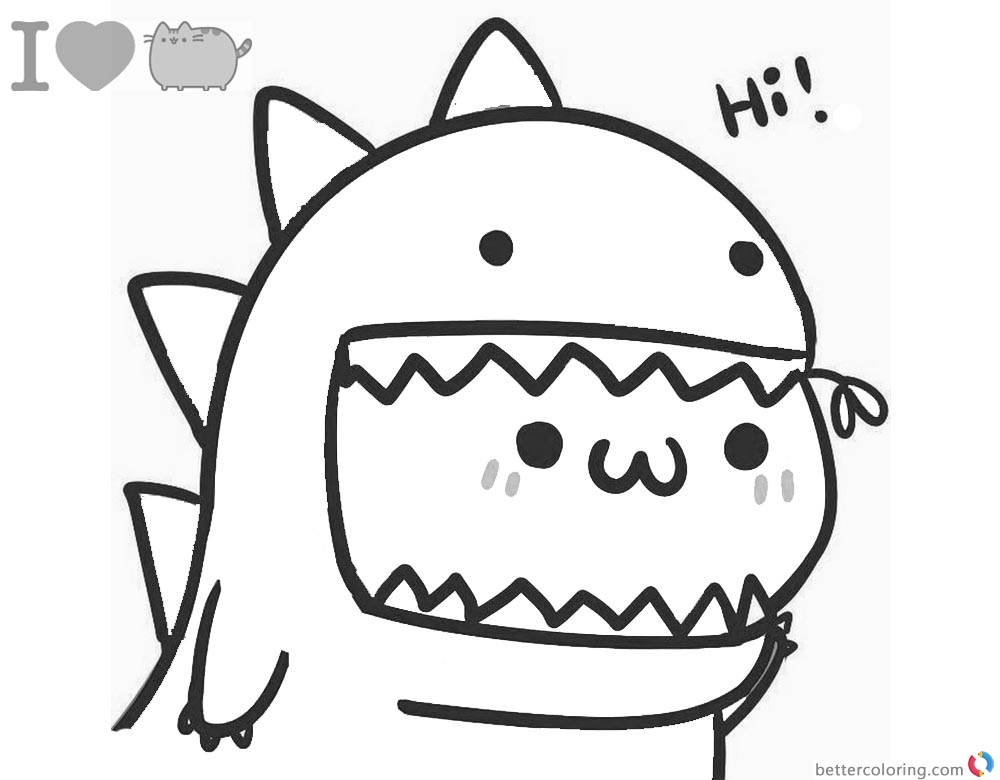 Pusheen Coloring Pages Lovely Dinosaur - Free Printable Coloring Pages