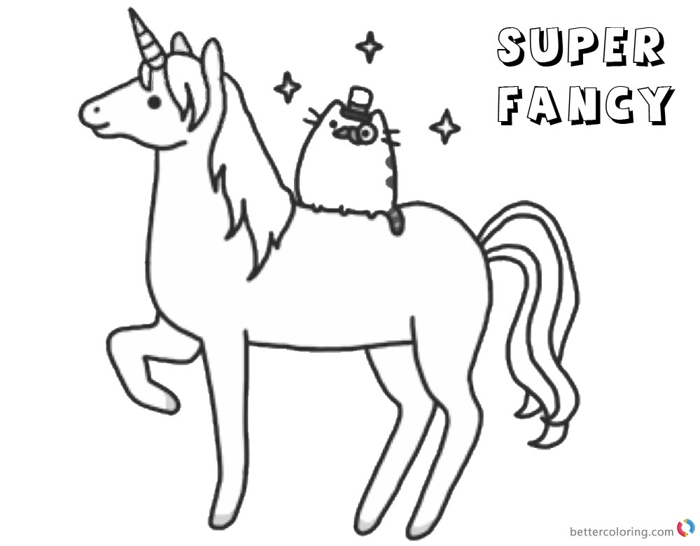 Pusheen Coloring Pages Super Fancy Unicorn - Free Printable Coloring Pages
