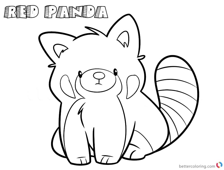 Red Panda Coloring Pages Cartoon Line Art Drawing - Free Printable
