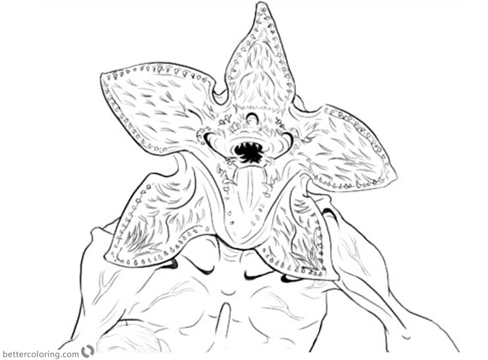Stranger Things Coloring Pages Demogorgon Clipart Free Printable