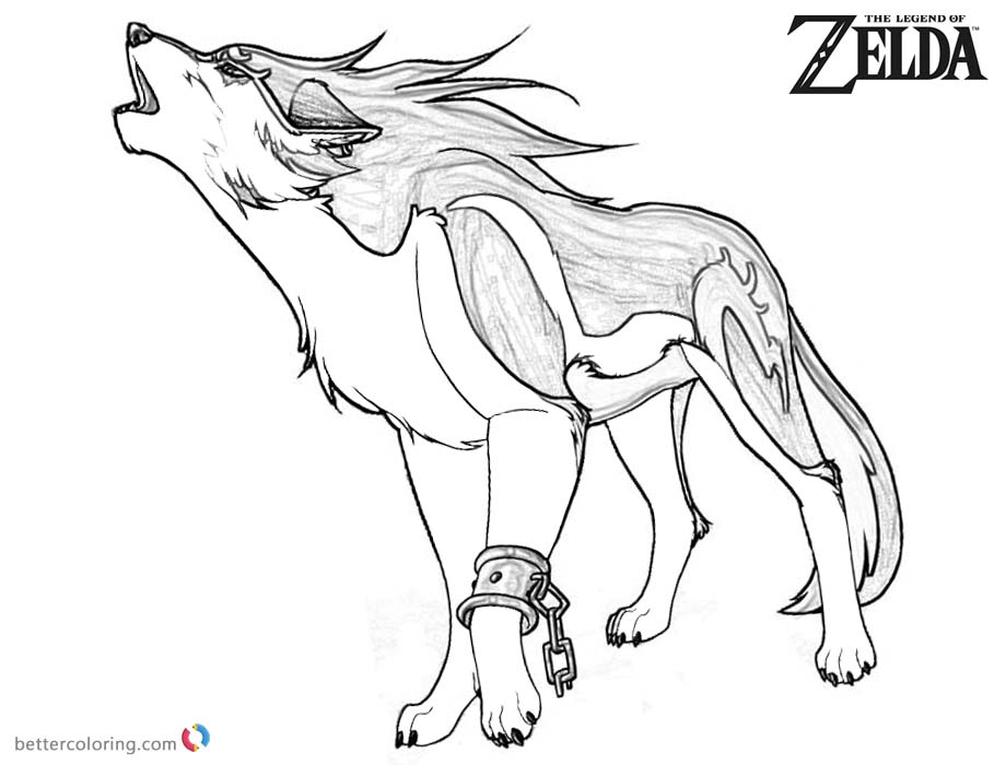 Legend of Zelda Wolf Coloring Pages Sketch Free