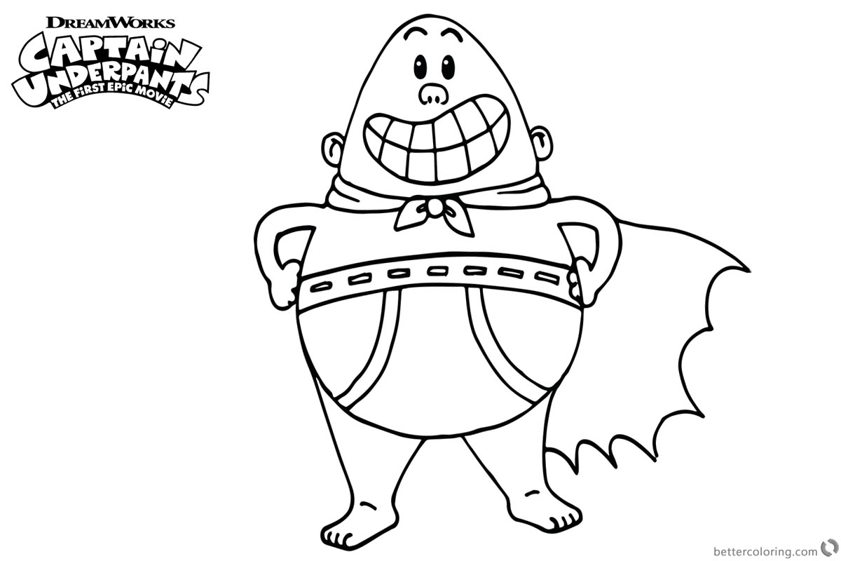 Captain Underpants Coloring Pages Simple Linear - Free ...
