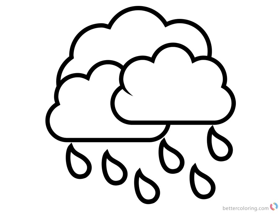 Raindrop Coloring Pages Rain With Clouds Free Printable Coloring Pages