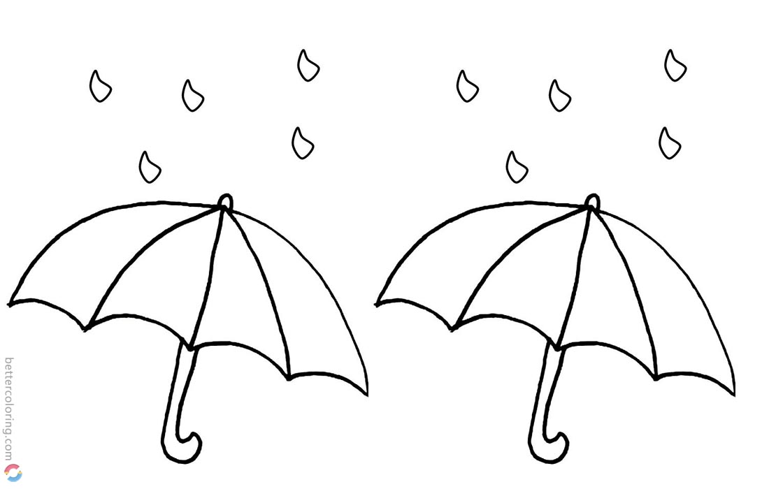 Simple Raindrop Coloring Pages and Umbrella - Free ...