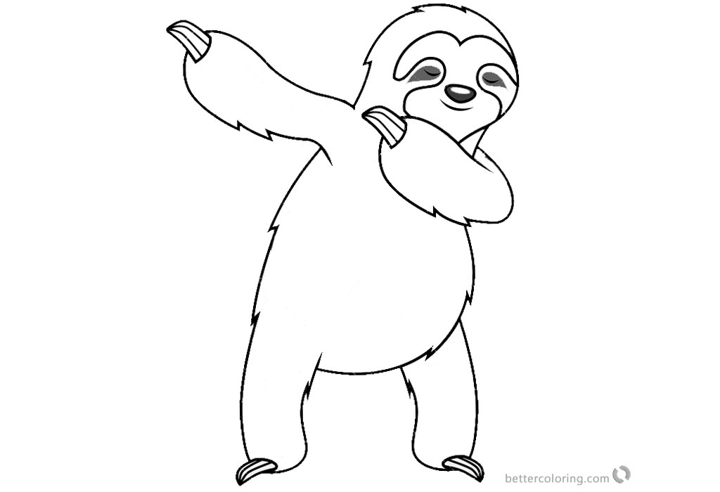 Three Toed Sloth Coloring Pages Dancing - Free Printable Coloring Pages