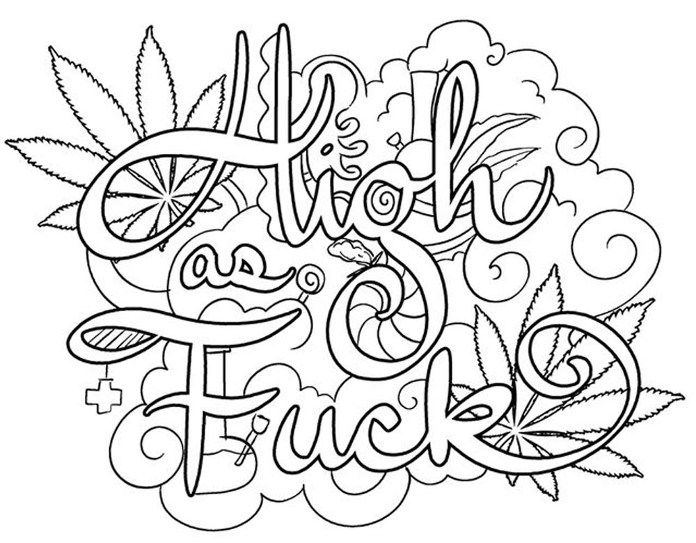 Weed Coloring Pages 420 Swear Words - Free Printable Coloring Pages