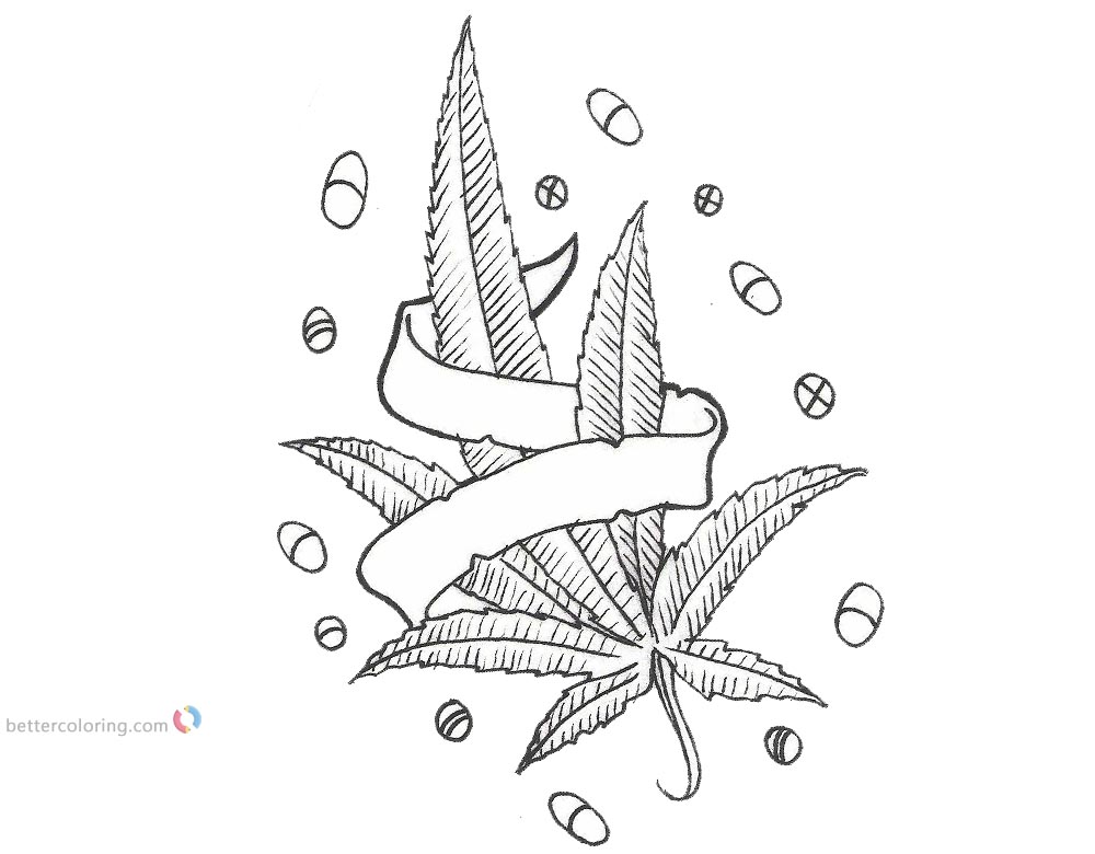 Weed Coloring Pages Cannabis Pot Weed - Free Printable Coloring Pages