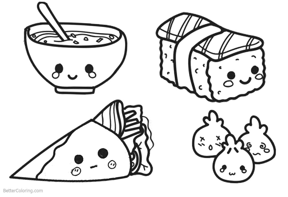 Cute Food Coloring Pages Lineart - Free Printable Coloring Pages