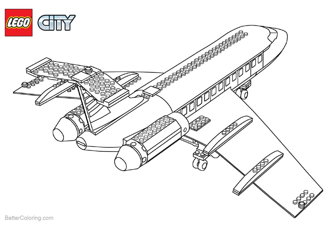 Plane from Lego City Coloring Pages Free Printable