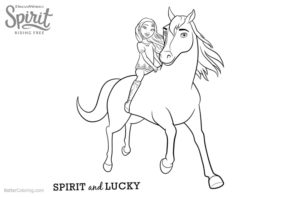 spirit riding free coloring pages lucky and spirit  free