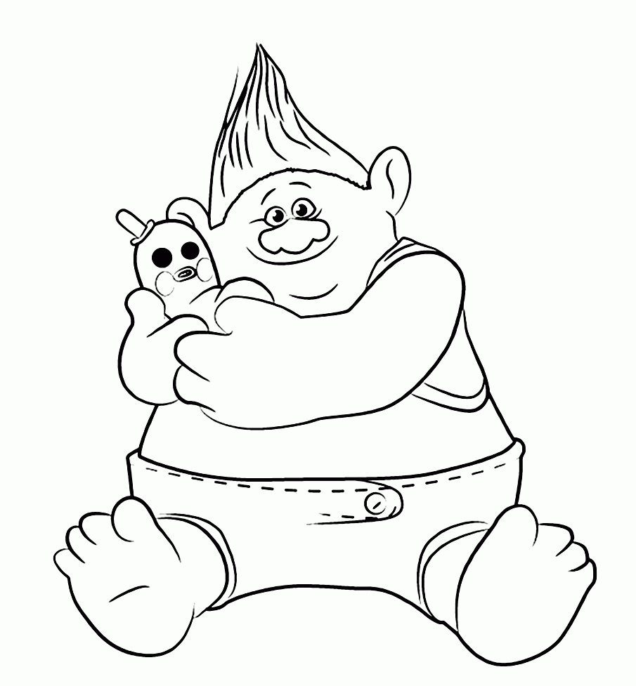 Dreamworks Biggie from Trolls Coloring Pages Print for kids