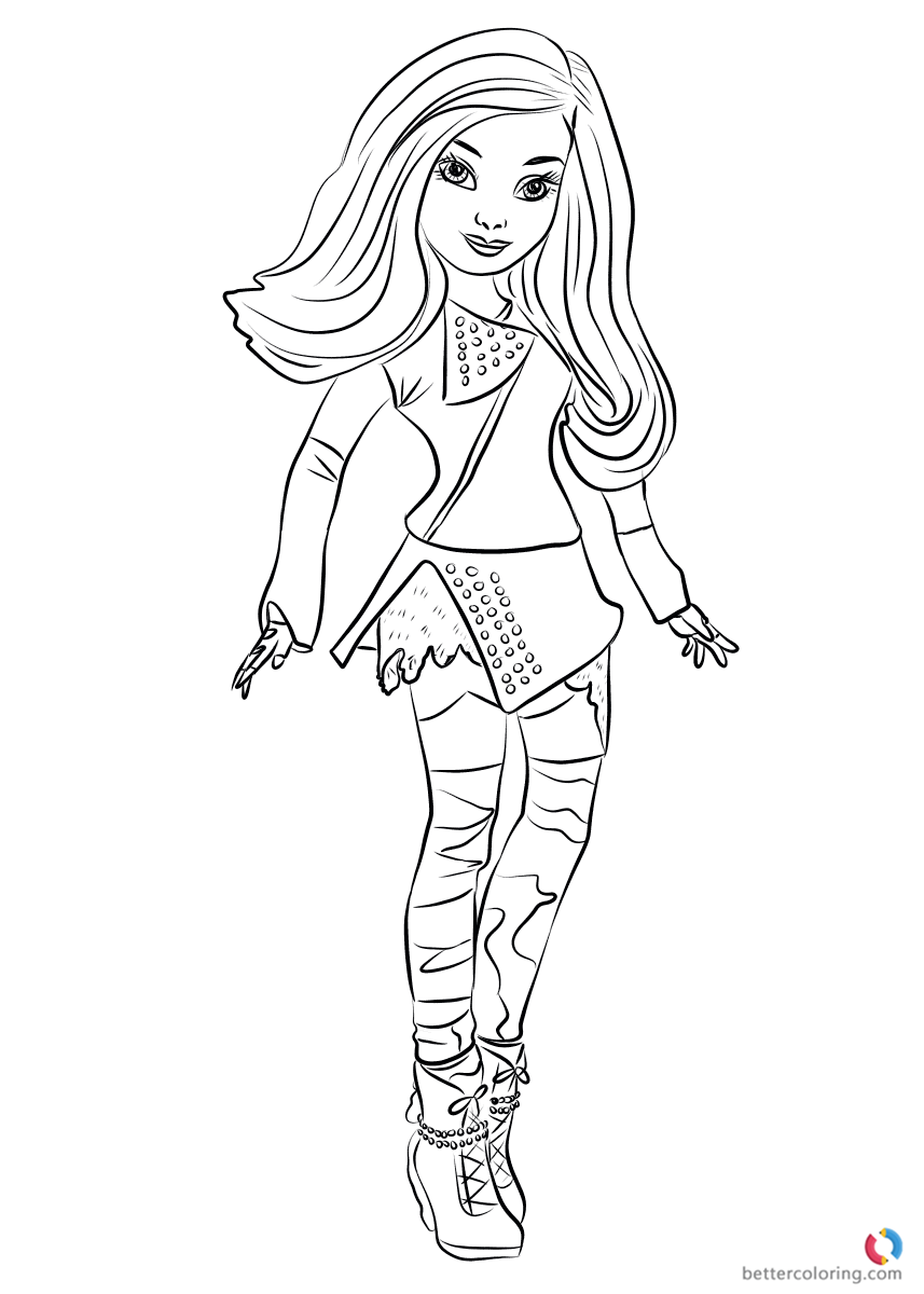 Mal from Descendants 2 Coloring Pages Printable for Kids Free