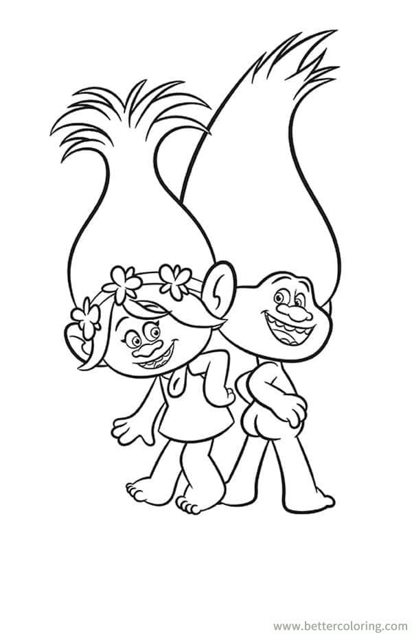 Dreamworks Trolls Princess Coloring Pages Print for kids