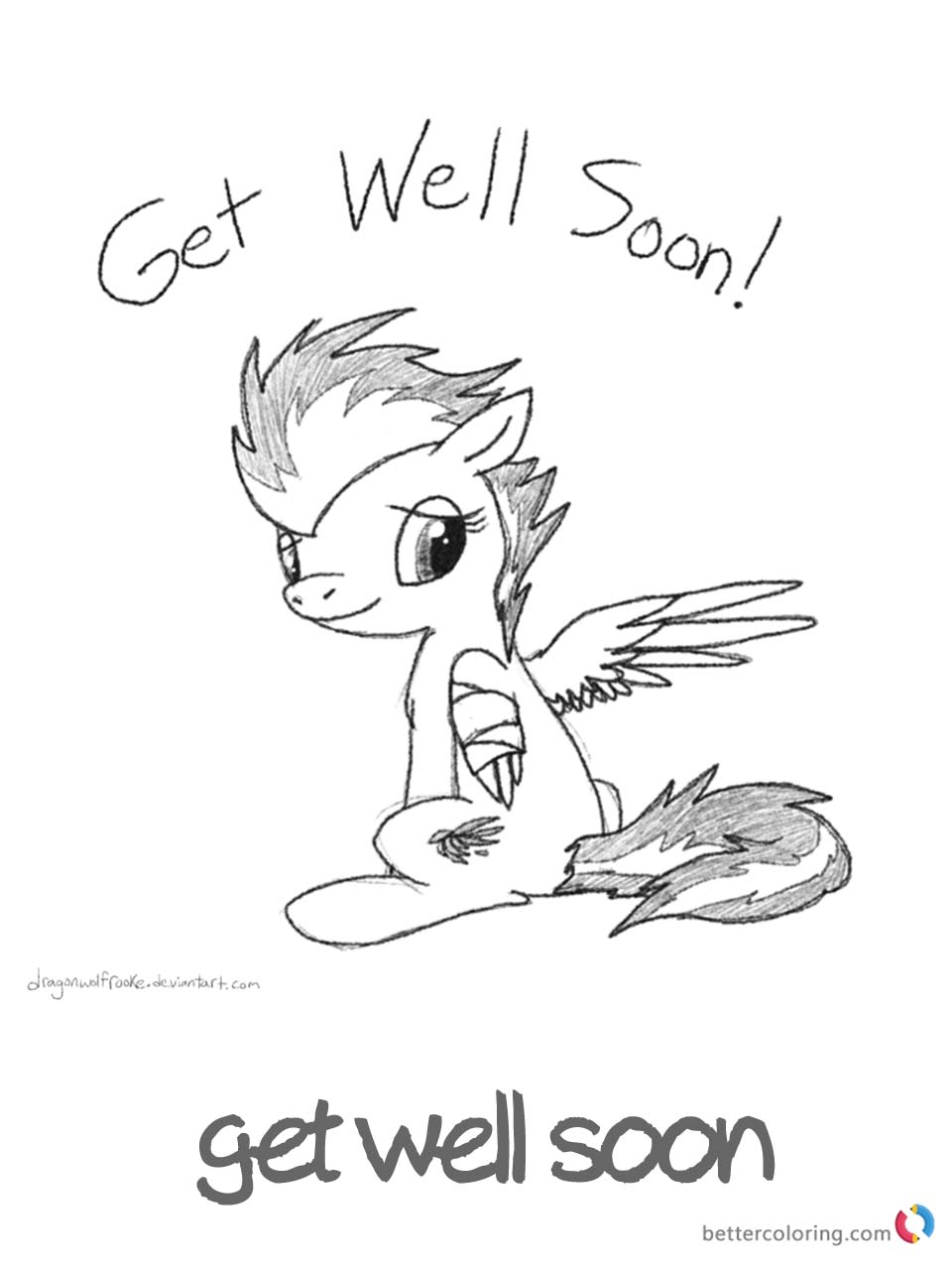Get Well Soon Coloring Page Little Dragon Printable