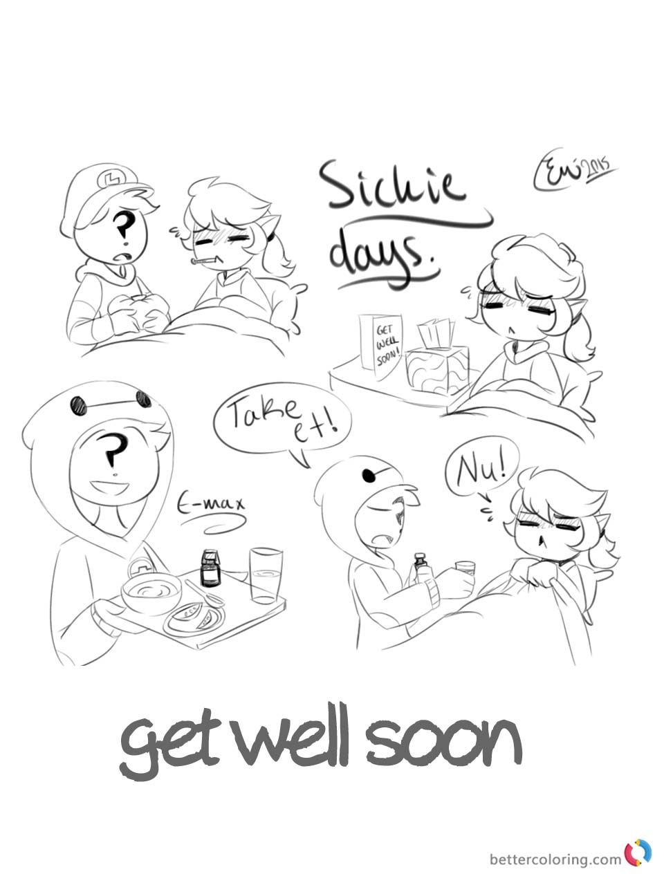 Get Well Soon Coloring Page Look after Patient Printable