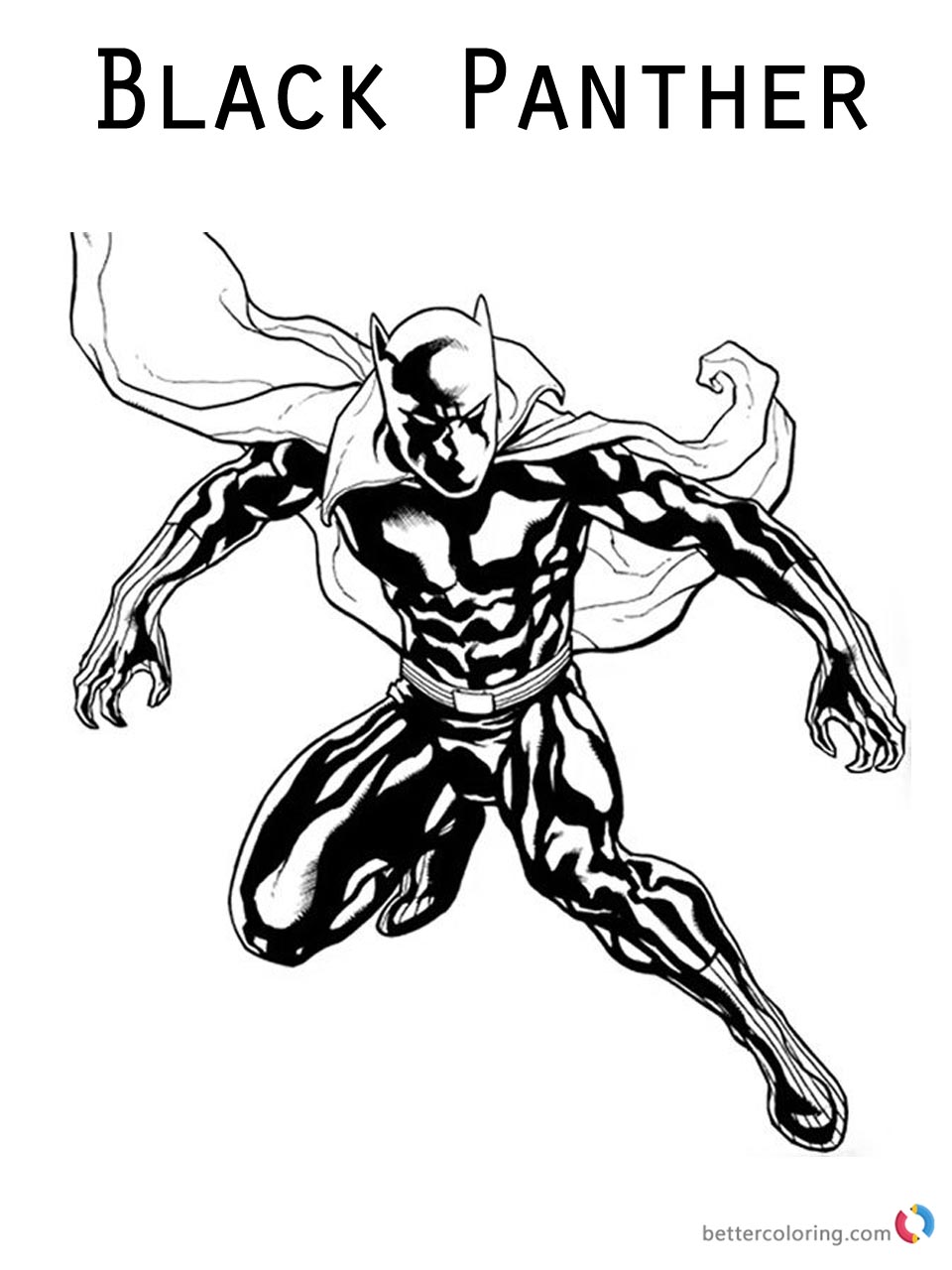 Movie Black Panther Coloring Pages Jumping to Fight - Free Printable ...