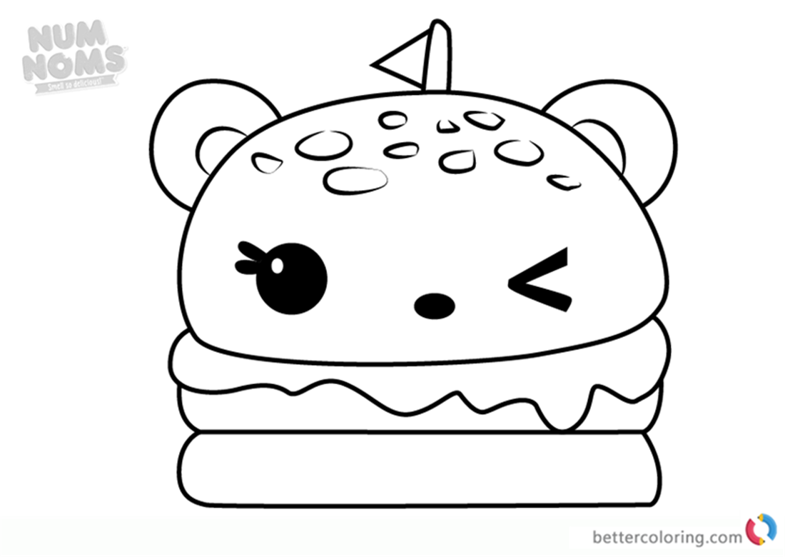 burger num coloring noms taco melty draw printable cat nom drawing colouring
