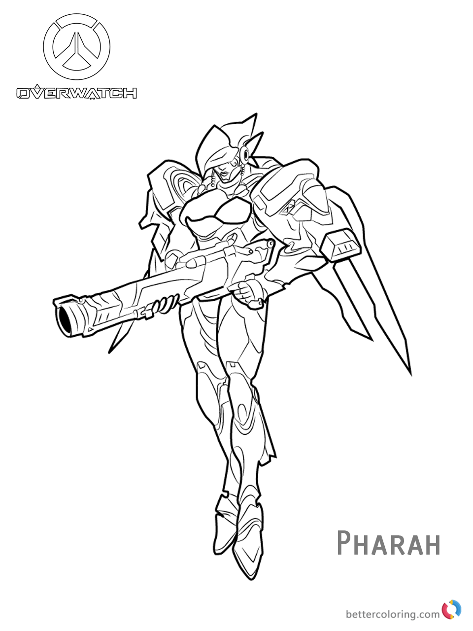 Pharah from Overwatch coloring pages printable