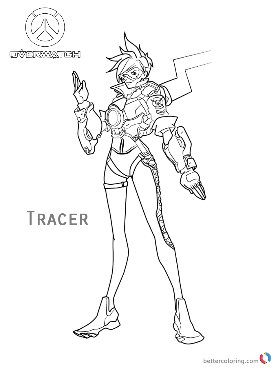 Tracer form Overwatch coloring pages free to print Tracer from Overwatch coloring pages printable