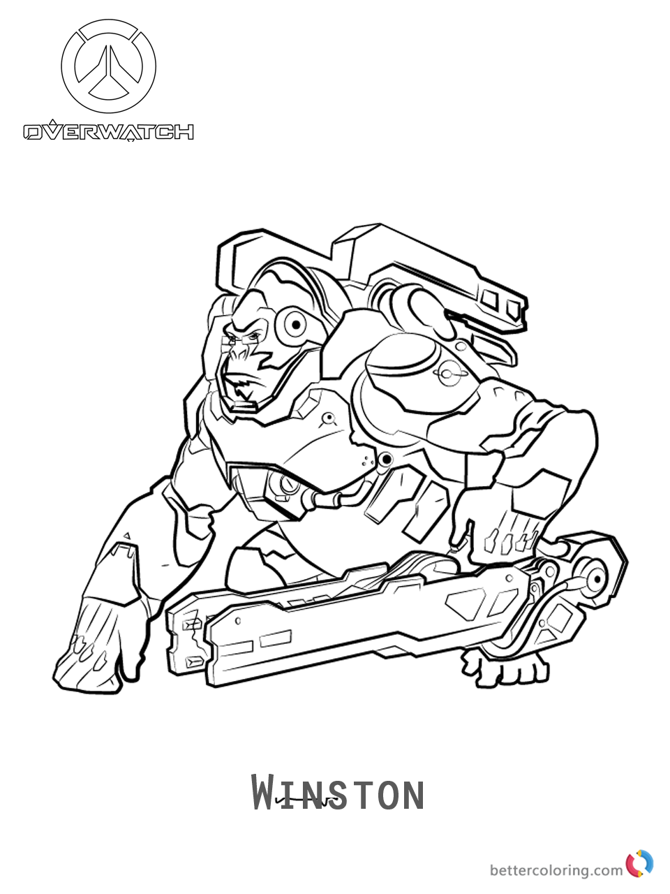 Winston form Overwatch coloring pages free to print Winston from Overwatch coloring pages printable