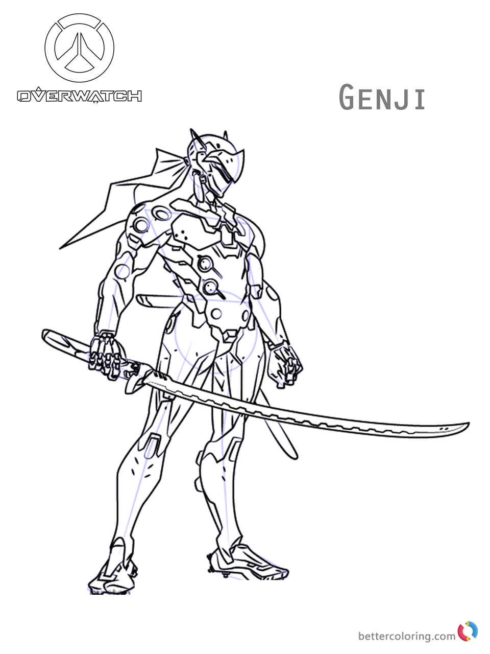 Genji from Overwatch Coloring Pages - Free Printable Coloring Pages