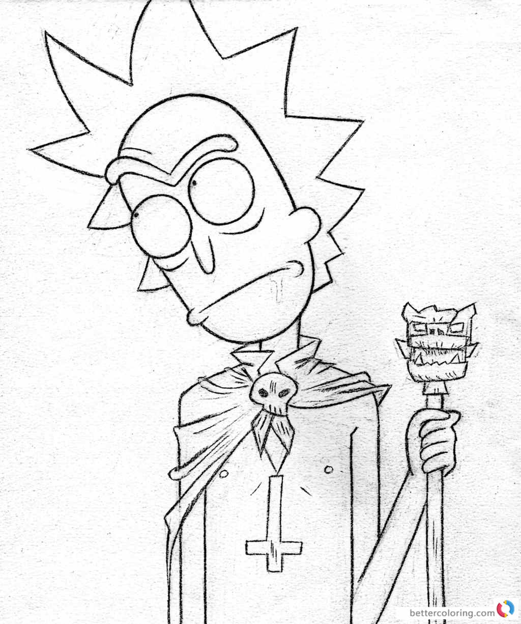 Rick Niccals from Rick And Morty Coloring Pages Printable