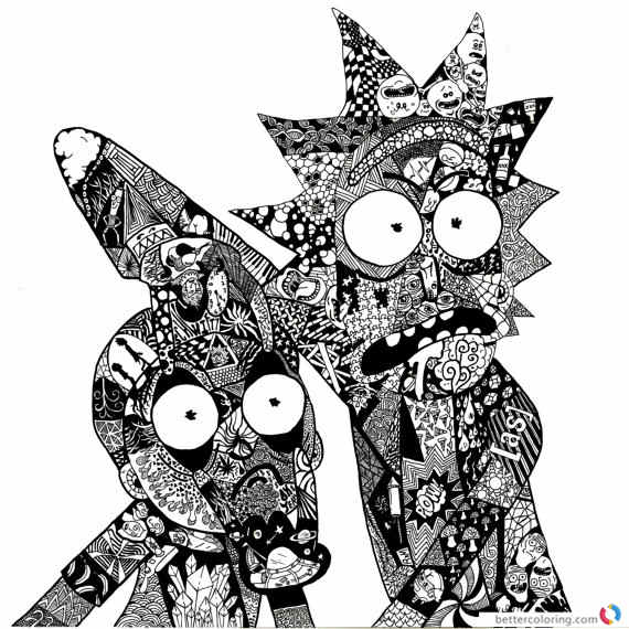 Rick And Morty Zentangle Coloring Page Printable