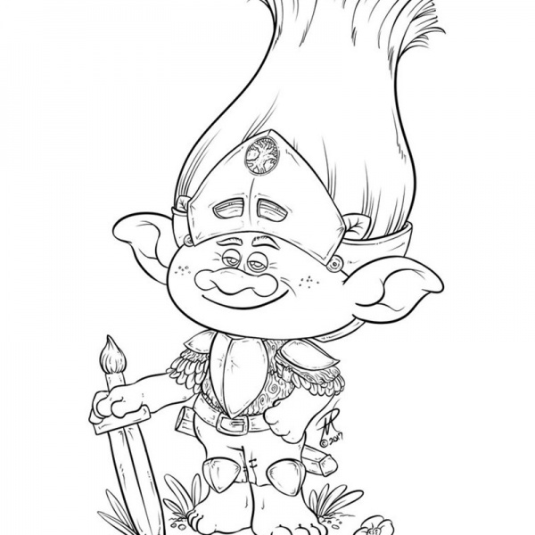 Biggie Trolls Coloring Page