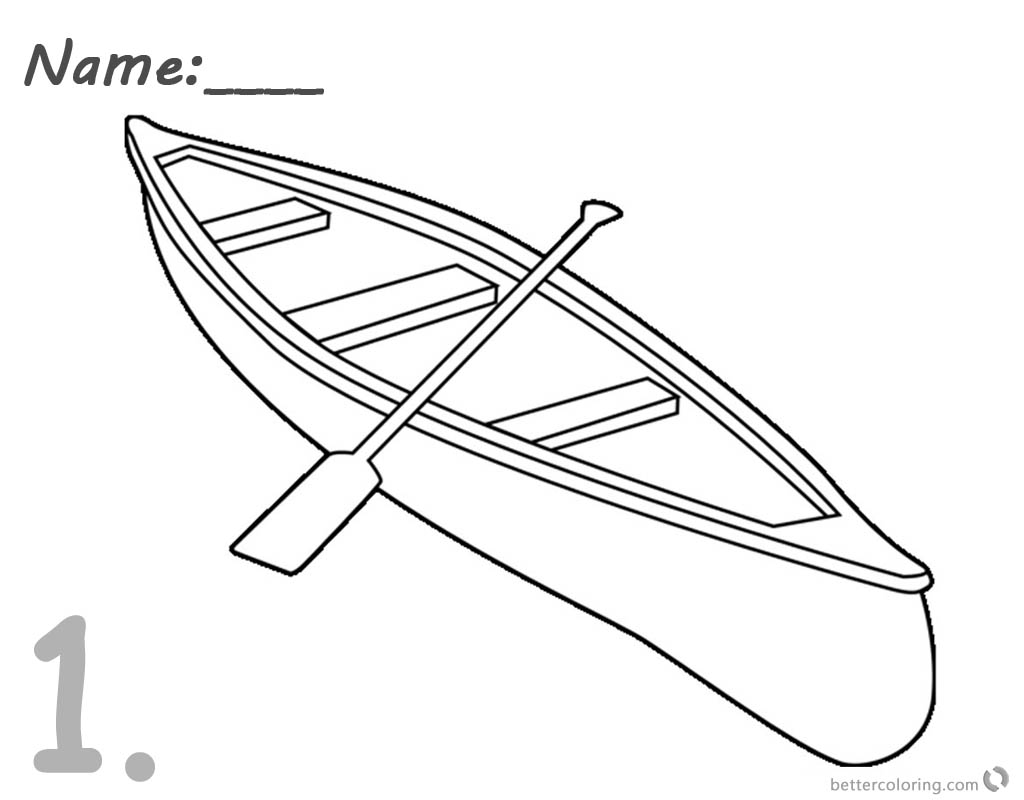 Canoeing Coloring Pages One Canoe with a Paddle printable