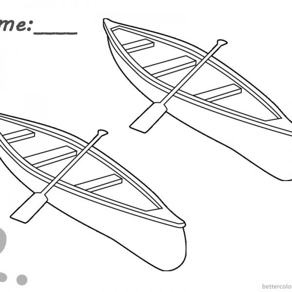Canoeing Coloring Pages One Canoe with a Paddle - Free Printable