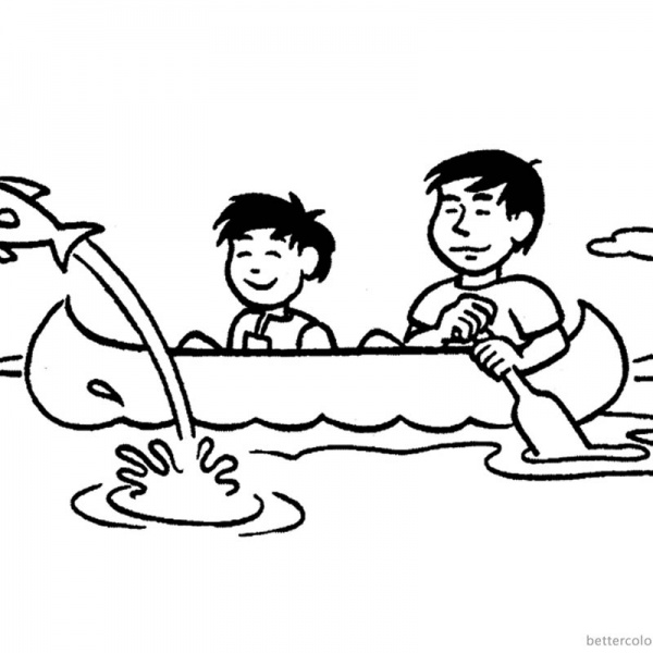 Canoeing Coloring Pages One Canoe with a Paddle - Free Printable