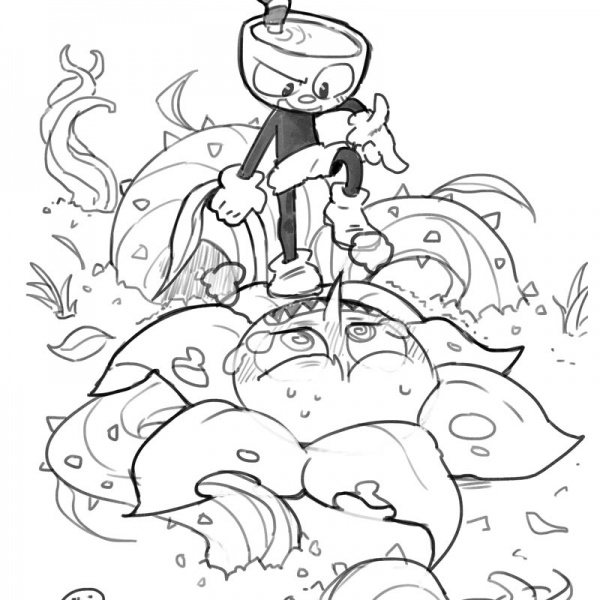 Cuphead Coloring Pages Drink Sketch - Free Printable Coloring Pages
