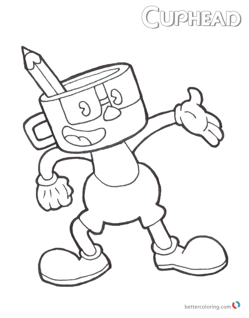 Cuphead Coloring Pages Dont deal with devil printable