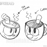 Cuphead Coloring Pages Drink Sketch