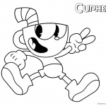Cuphead Coloring Pages how to draw Cuphead line