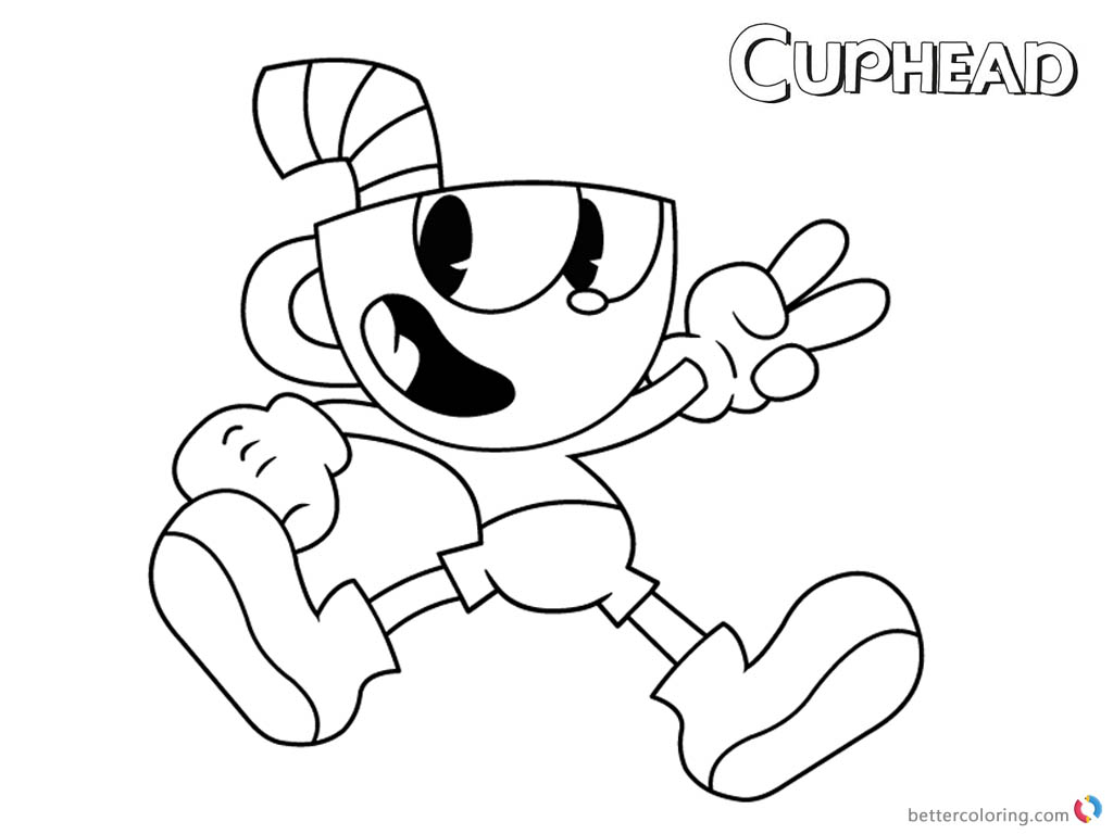 Cuphead Coloring Pages how to draw Cuphead line printable